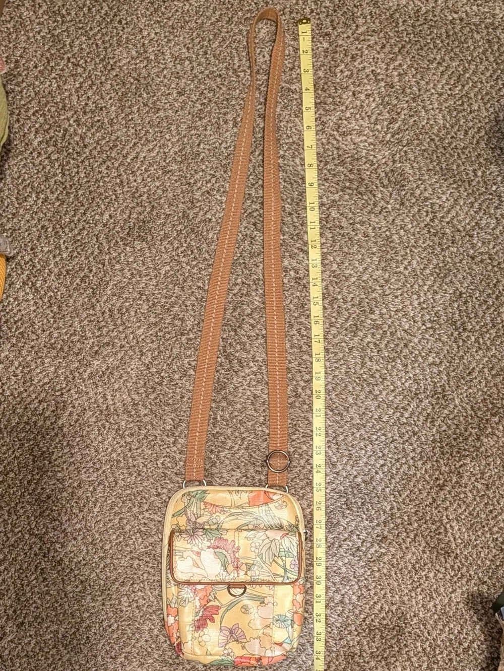 Sakroots Yellow Floral Crossbody with Brown Strap